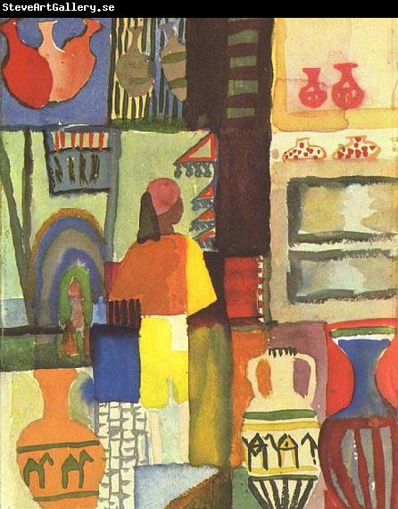 August Macke Handler mit Krugen